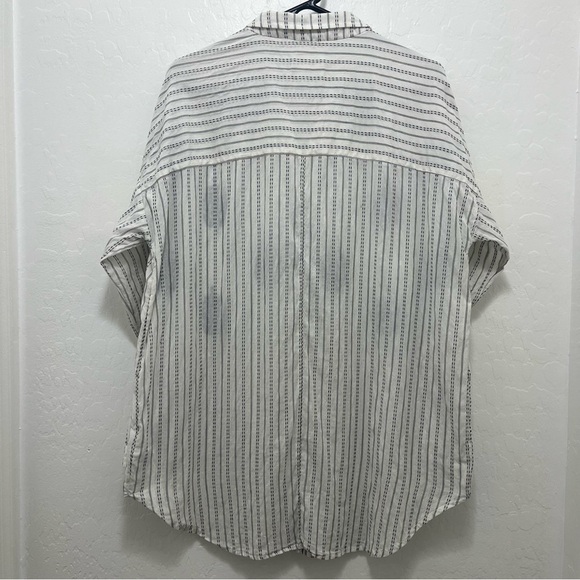 Anthropologie Aubrey Striped Embroidered Button Down Tunic Shirt Size M / L - Picture 5 of 10